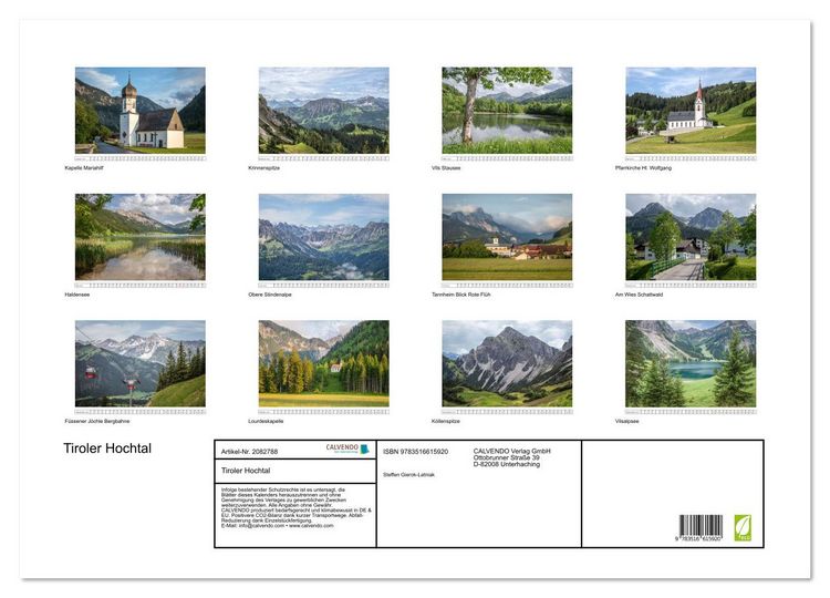 Produktbild: Tiroler Hochtal (Wandkalender 2026 DIN A2 quer), CALVENDO Monatskalender