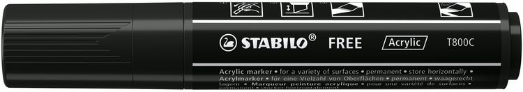 Produktbild: STABILO Acrylmarker, FREE Acrylic T800C, Strichbreite 4-10 mm, schwarz