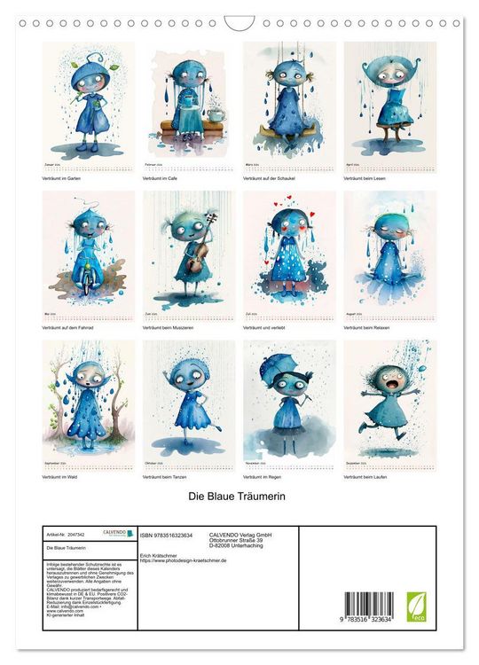 Produktbild: Die Blaue Tr&auml;umerin (Wandkalender 2026 DIN A3 hoch), CALVENDO Monatskalender