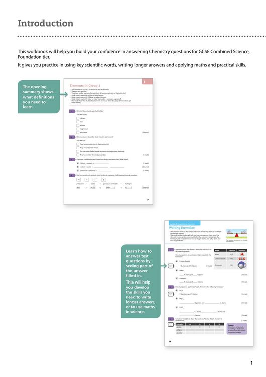 Produktbild: AQA GCSE 9-1 Chemistry for Combined Science Grade 1-3 Workbook