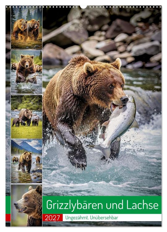 Produktbild: Grizzlyb&auml;ren und Lachse (Wandkalender 2027 DIN A2 hoch), CALVENDO Monatskalender