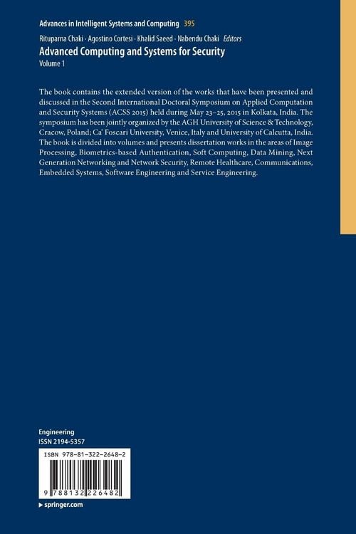 Produktbild: Advanced Computing and Systems for Security