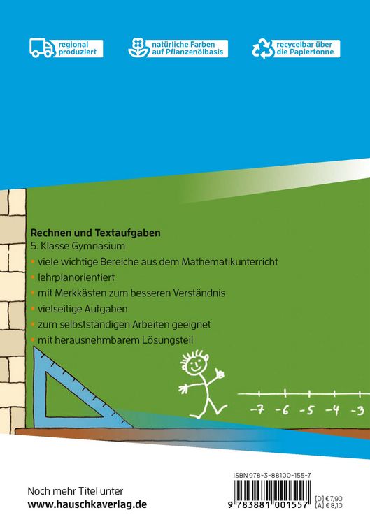 Produktbild: Rechnen und Textaufgaben - Gymnasium 5. Klasse, A5-Heft