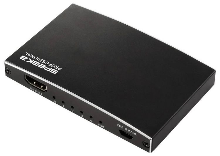 Produktbild: SpeaKa Professional SP-HDMIS-230 4 Port HDMI-Splitter Ultra HD-f&auml;hig 3840 x 2160 Pixel Schwarz
