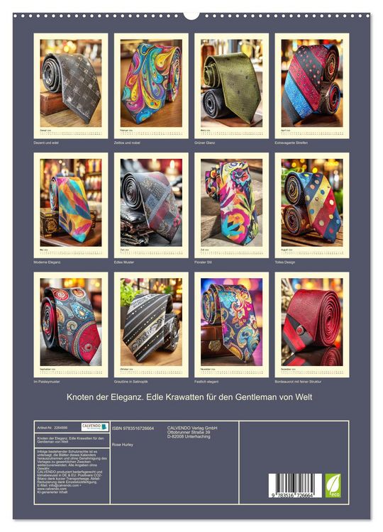 Produktbild: Knoten der Eleganz. Edle Krawatten f&uuml;r den Gentleman von Welt (hochwertiger Premium Wandkalender 2026 DIN A2 hoch), Kunstdruck in Hochglanz