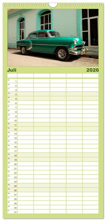 Produktbild: Familienplaner 2026 - Classic Cars of Cuba mit 5 Spalten (Wandkalender, 21 x 45 cm) CALVENDO