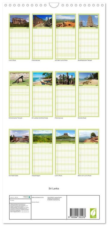 Produktbild: Familienplaner 2027 - Sri Lanka mit 5 Spalten (Wandkalender, 21 x 45 cm) CALVENDO