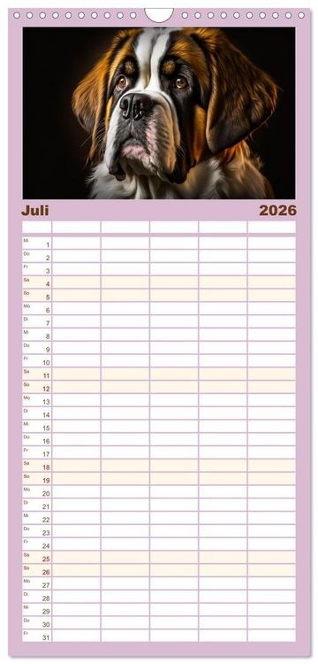 Produktbild: Familienplaner 2026 - Hunde Portr&auml;ts mit 5 Spalten (Wandkalender, 21 x 45 cm) CALVENDO