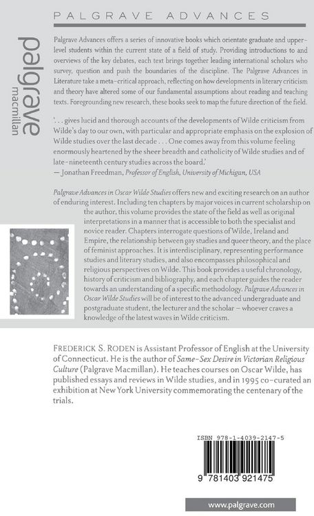 Produktbild: Palgrave Advances in Oscar Wilde Studies