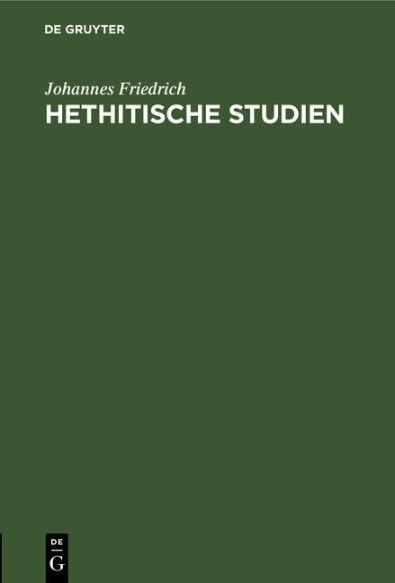 Produktbild: Hethitische Studien