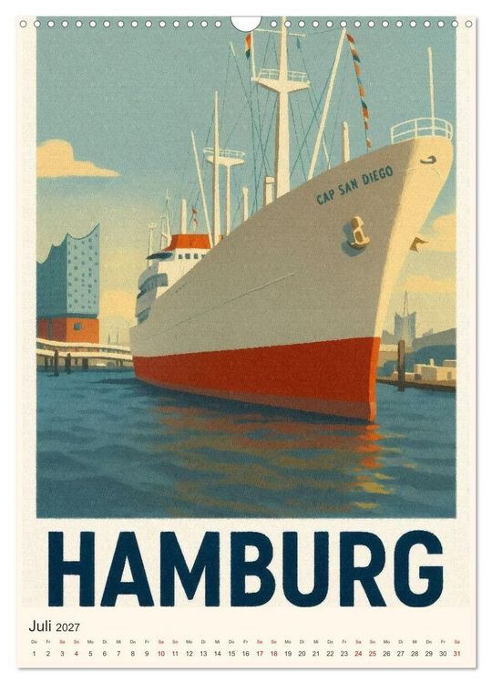 Produktbild: City Poster Hamburg - Stilisierte Impressionen der Hansestadt (Wandkalender 2027 DIN A3 hoch), CALVENDO Monatskalender