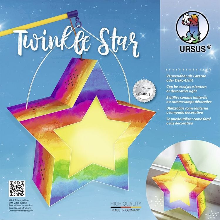 Produktbild: URSUS Laternenzeit / Home Decoration Twinkle Star Aquarell, Stern Bastel-Set als Laterne oder Deko-Licht