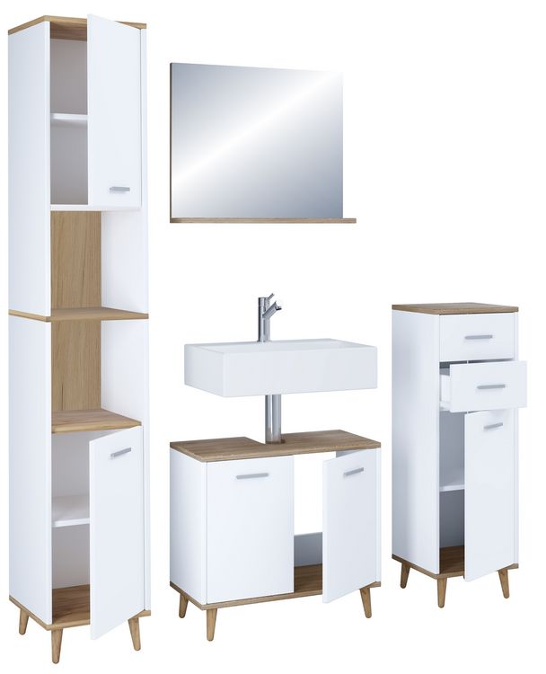 Produktbild: 4-tlg. Komplett Badm&ouml;bel Badschrank Set Landos l