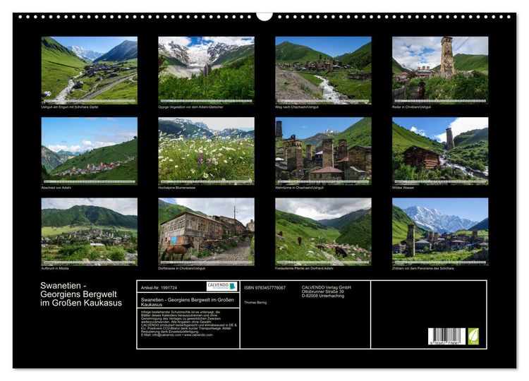 Produktbild: Swanetien - Georgiens Bergwelt im Gro&szlig;en Kaukasus (Wandkalender 2026 DIN A2 quer), CALVENDO Monatskalender