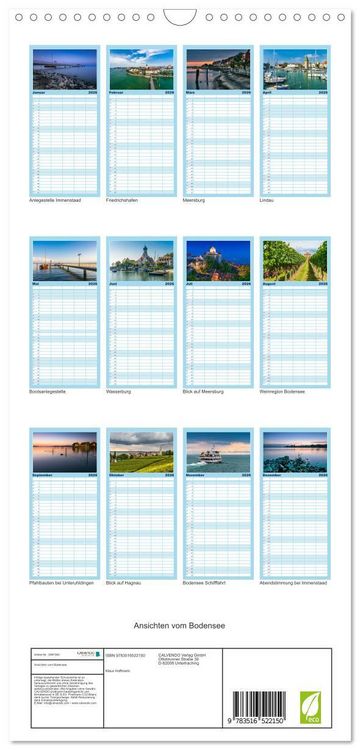 Produktbild: Familienplaner 2026 - Ansichten vom Bodensee mit 5 Spalten (Wandkalender, 21 x 45 cm) CALVENDO