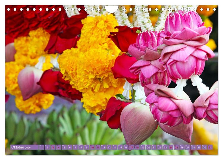 Produktbild: Asien - Farbenfrohe Blumenketten (Wandkalender 2026 DIN A4 quer), CALVENDO Monatskalender