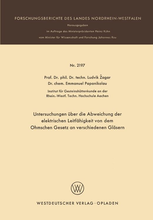 Produktbild: Untersuchungen über die Abweichung der elektrischen Leitfähigkeit von dem Ohmschen Gesetz an verschiedenen Gläsern