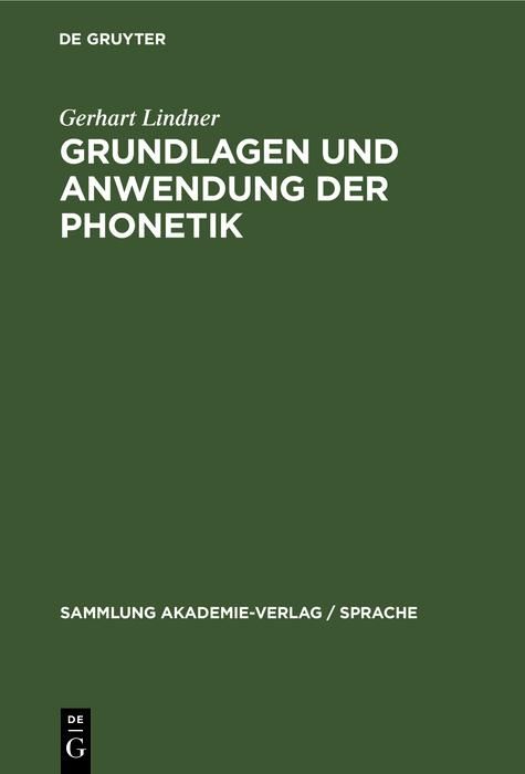 Produktbild: Grundlagen und Anwendung der Phonetik