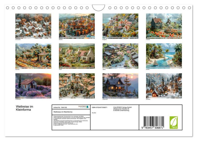 Produktbild: Weltreise im Kleinforma (Wandkalender 2026 DIN A4 quer), CALVENDO Monatskalender