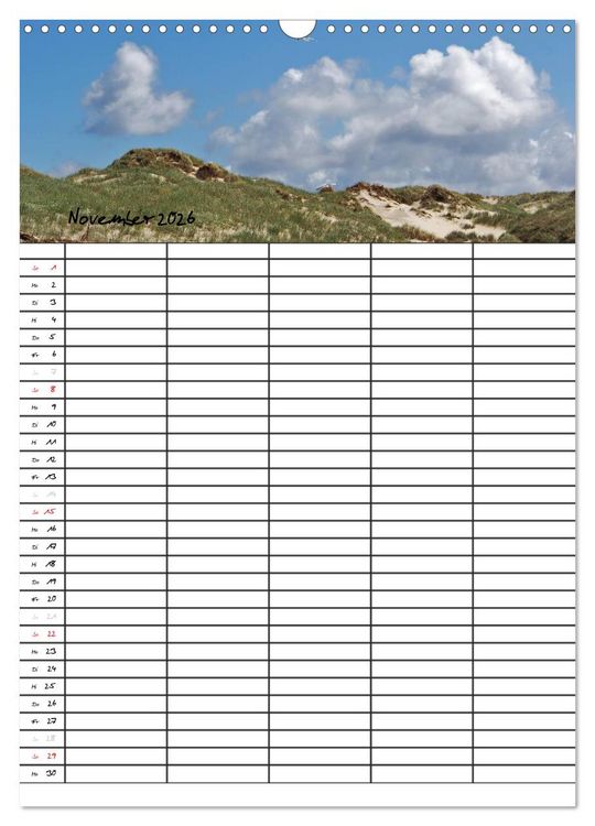 Produktbild: Urlaubsparadies Amrum / Familienplaner (Wandkalender 2026 DIN A3 hoch), CALVENDO Monatskalender