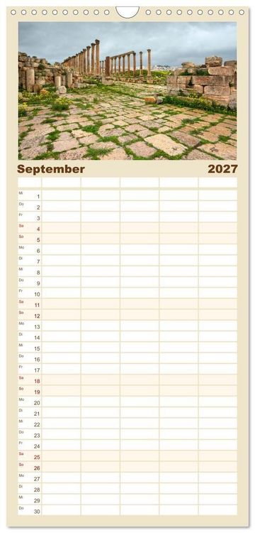Produktbild: Familienplaner 2027 - Jordanien Sand, Stein und Salz mit 5 Spalten (Wandkalender, 21 x 45 cm) CALVENDO