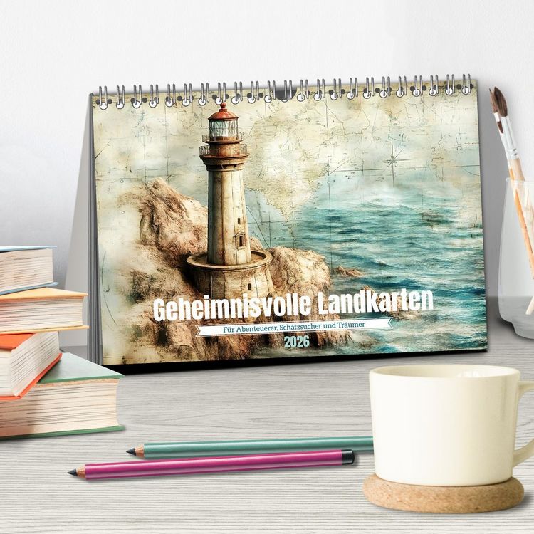 Produktbild: Geheimnisvolle Landkarten (Tischkalender 2026 DIN A5 quer), CALVENDO Monatskalender