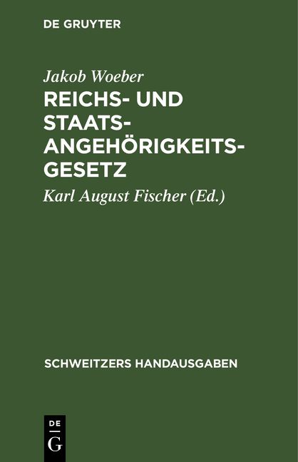 Produktbild: Reichs- und Staatsangeh&ouml;rigkeitsgesetz