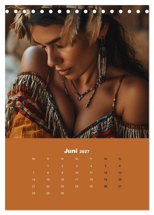 Produktbild: Indianische Sch&ouml;nheiten Kalender: Sinnliche Glamour Frauen in KI Kunst (Tischkalender 2027 DIN A5 hoch), CALVENDO Monatskalender