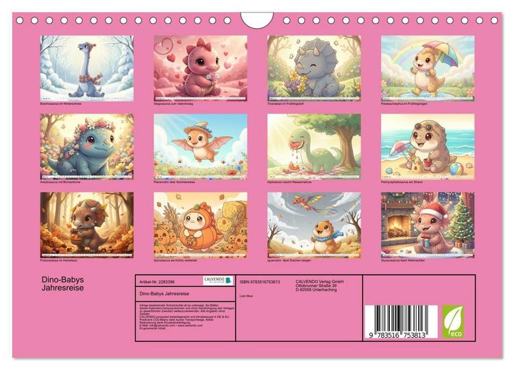 Produktbild: Dino-Babys Jahresreise (Wandkalender 2027 DIN A4 quer), CALVENDO Monatskalender
