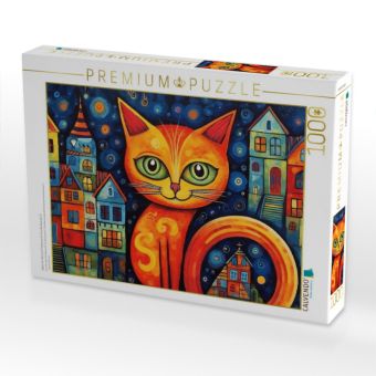 Produktbild: CALVENDO Puzzle Katze Im Stil von Friedensreich Hundertwasser II | 1000 Teile Lege-Gr&ouml;&szlig;e 64x48cm Foto-Puzzle f&uuml;r gl&uuml;ckliche Stunden