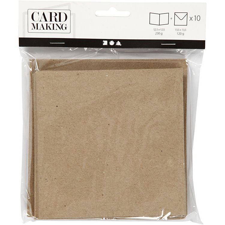 Produktbild: Creativ Company Karten & Kuverts, Kartengr&ouml;&szlig;e 12,5x12,5 cm, Umschlaggr&ouml;&szlig;e 13,5x13,5 cm, Natur, 10er Set