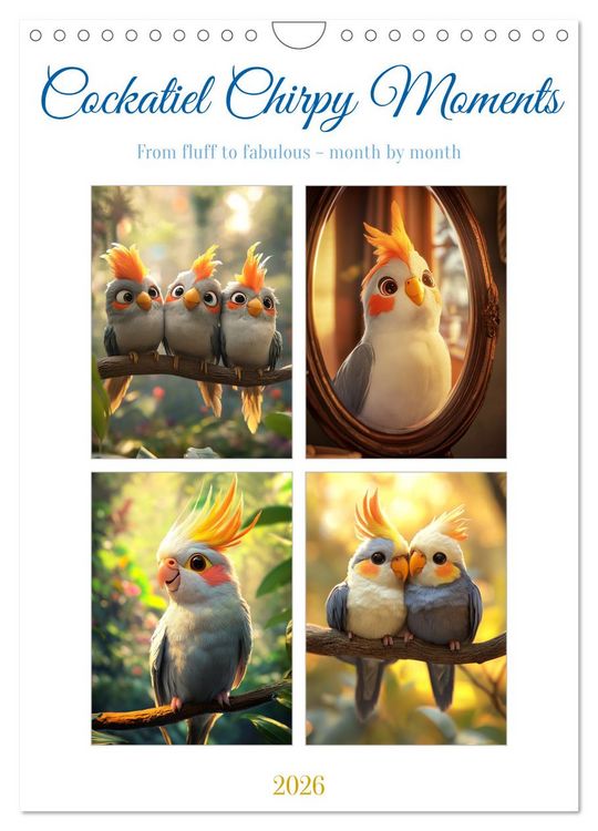 Produktbild: Cockatiel Chirpy Moments (Wall Calendar 2026 DIN A4 portrait), CALVENDO 12 Month Wall Calendar