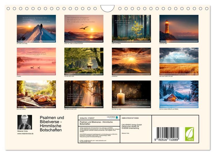 Produktbild: Psalmen und Bibelverse - Himmlische Botschaften (Wandkalender 2026 DIN A4 quer), CALVENDO Monatskalender