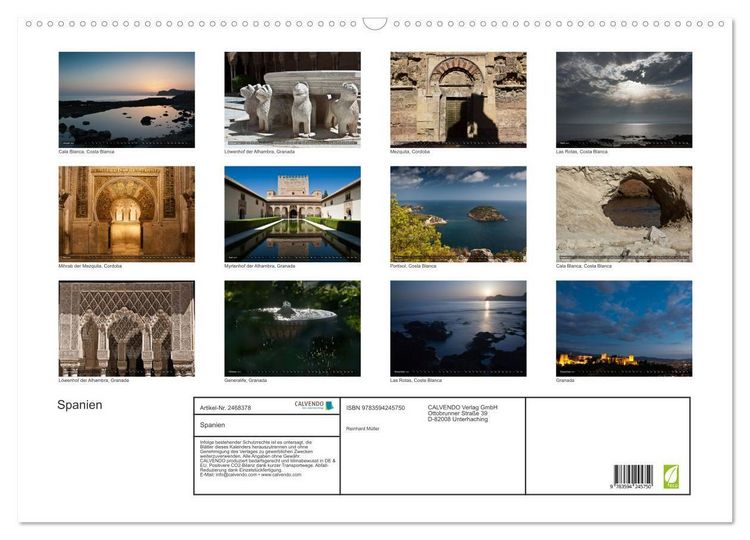 Produktbild: Spanien (Wandkalender 2027 DIN A2 quer), CALVENDO Monatskalender