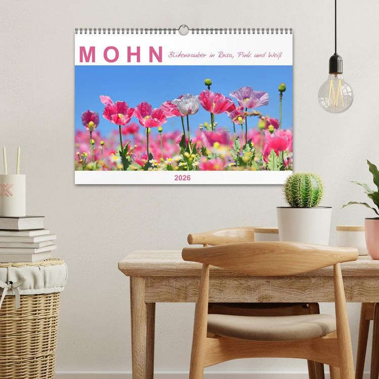 Produktbild: Mohn, Bl&uuml;tenzauber in Rosa, Pink und Wei&szlig; (Wandkalender 2026 DIN A3 quer), CALVENDO Monatskalender