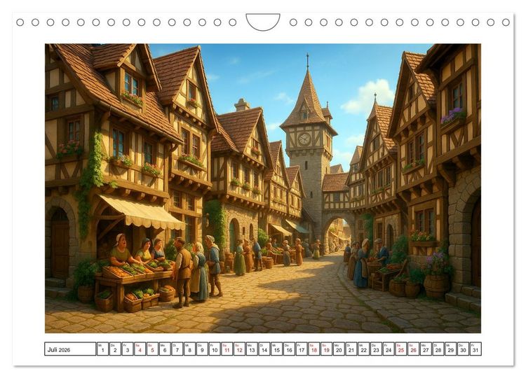 Produktbild: Farbenfrohes Mittelalter (Wandkalender 2026 DIN A4 quer), CALVENDO Monatskalender