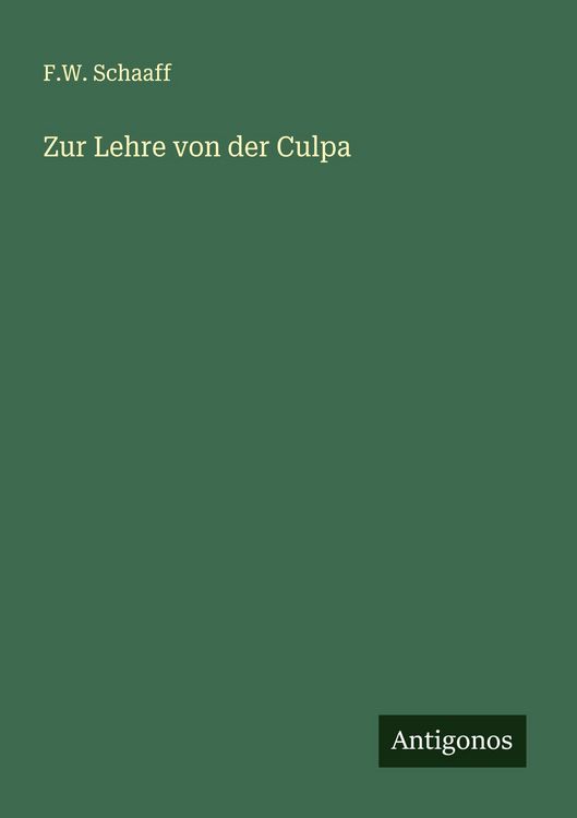 Produktbild: Zur Lehre von der Culpa