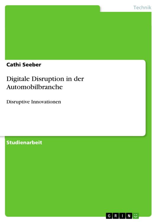 Produktbild: Digitale Disruption in der Automobilbranche