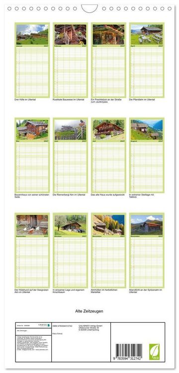 Produktbild: Familienplaner 2027 - Alte Zeitzeugen mit 5 Spalten (Wandkalender, 21 x 45 cm) CALVENDO