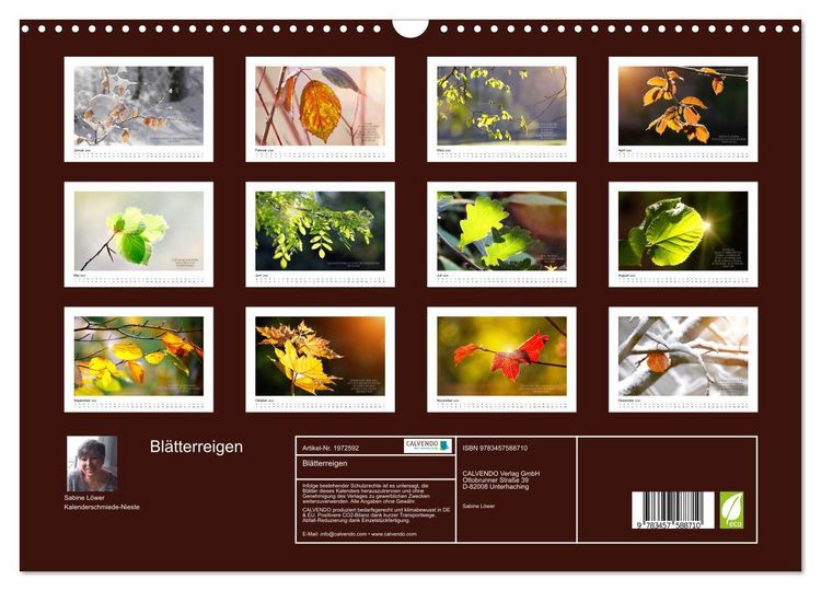 Produktbild: Bl&auml;tterreigen (Wandkalender 2026 DIN A3 quer), CALVENDO Monatskalender