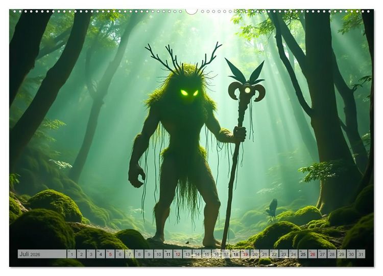 Produktbild: Afrikanische Mythologie - G&ouml;tter, Helden und Monster (hochwertiger Premium Wandkalender 2026 DIN A2 quer), Kunstdruck in Hochglanz