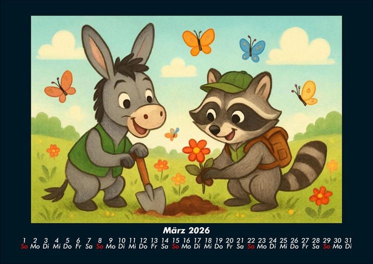 Produktbild: Huf & Rocco Abenteuer durchs Jahr 2026 Fotokalender DIN A4