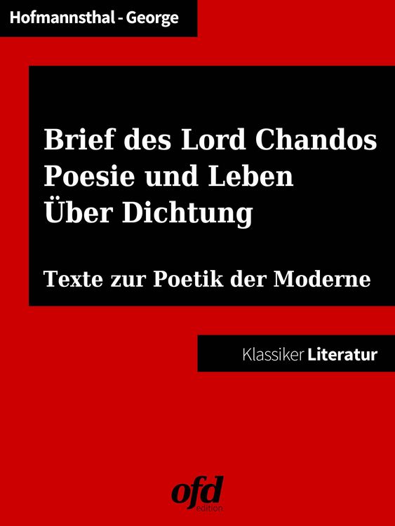 Produktbild: Ein Brief des Lord Chandos - Poesie und Leben - &Uuml;ber Dichtung