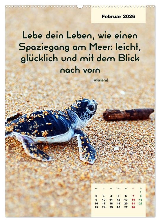 Produktbild: Verr&uuml;ckt nach MEER - Wellen - Strand - Zitate (hochwertiger Premium Wandkalender 2026 DIN A2 hoch), Kunstdruck in Hochglanz