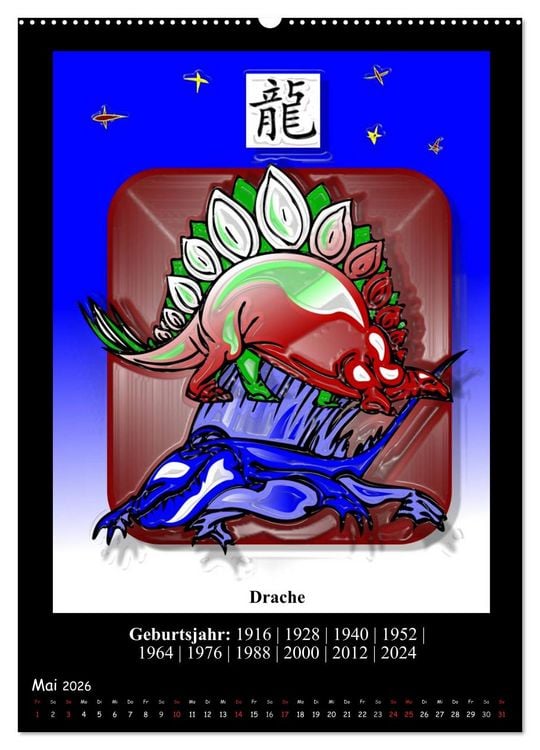 Produktbild: Chinesisches Horoskop (Wandkalender 2026 DIN A2 hoch), CALVENDO Monatskalender