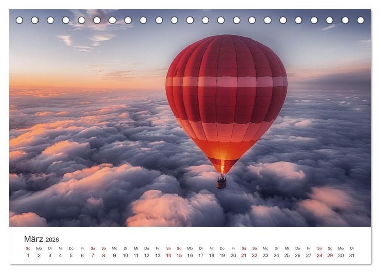 Produktbild: Freiheit im Wind - Mit dem Ballon durchs Jahr (Tischkalender 2026 DIN A5 quer), CALVENDO Monatskalender