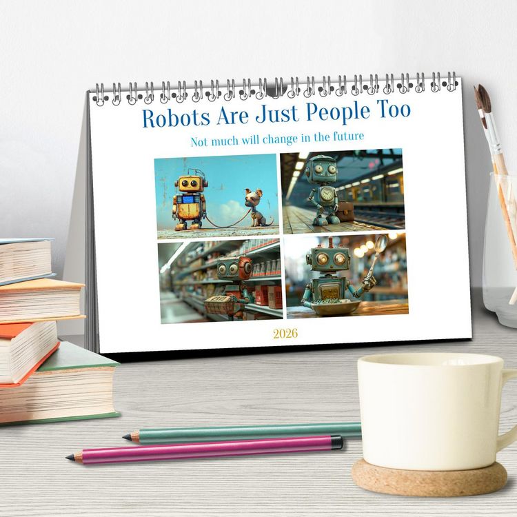 Produktbild: Robots Are Just People Too (Desk Calendar 2026 DIN A5 landscape), CALVENDO 12 Month DeskCalendar