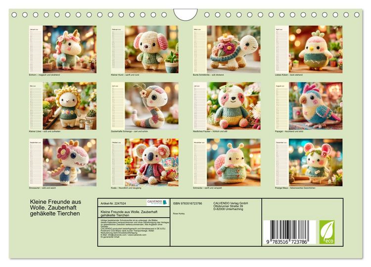 Produktbild: Kleine Freunde aus Wolle. Zauberhaft geh&auml;kelte Tierchen (Wandkalender 2026 DIN A4 quer), CALVENDO Monatskalender