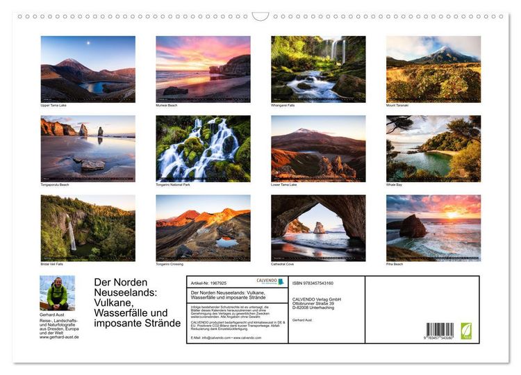 Produktbild: Der Norden Neuseelands: Vulkane, Wasserf&auml;lle und imposante Str&auml;nde (Wandkalender 2026 DIN A2 quer), CALVENDO Monatskalender