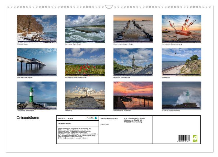 Produktbild: Ostseetr&auml;ume (Wandkalender 2026 DIN A2 quer), CALVENDO Monatskalender